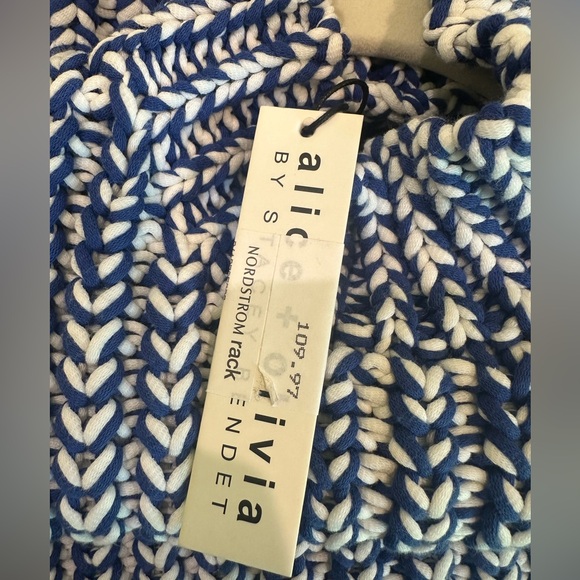 Alice + Olivia Tomi Chunky Knit Sleeveless Sweater Blue & White Size XS NWT - Picture 7 of 8